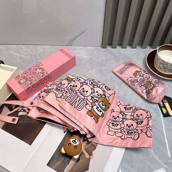 Moschino Pink Teddy Bear Folding Umbrella - Picture 3 of 9